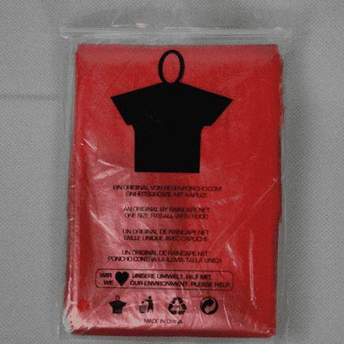 Roter Regenponcho für Festival oder Open Air im Freien